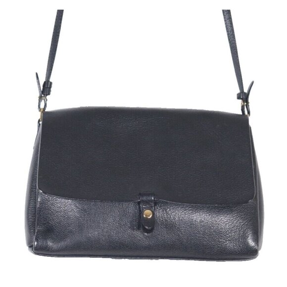 Aritzia Wilfred Women’s One Size Black Crossbody Flap Bag Glossy Leather Purse - Picture 5 of 16